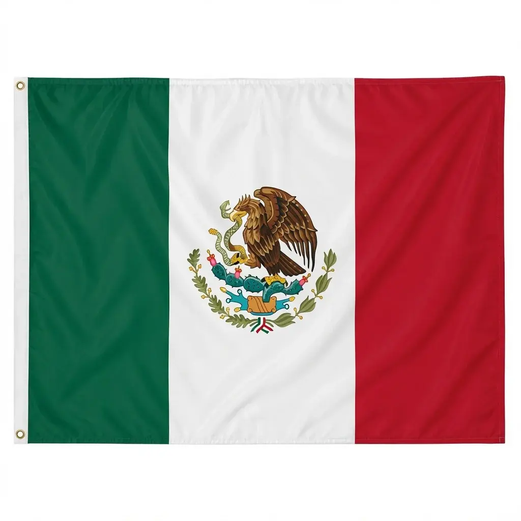 Drapeau du Mexique vert blanc rouge avec l'aigle et le serpent