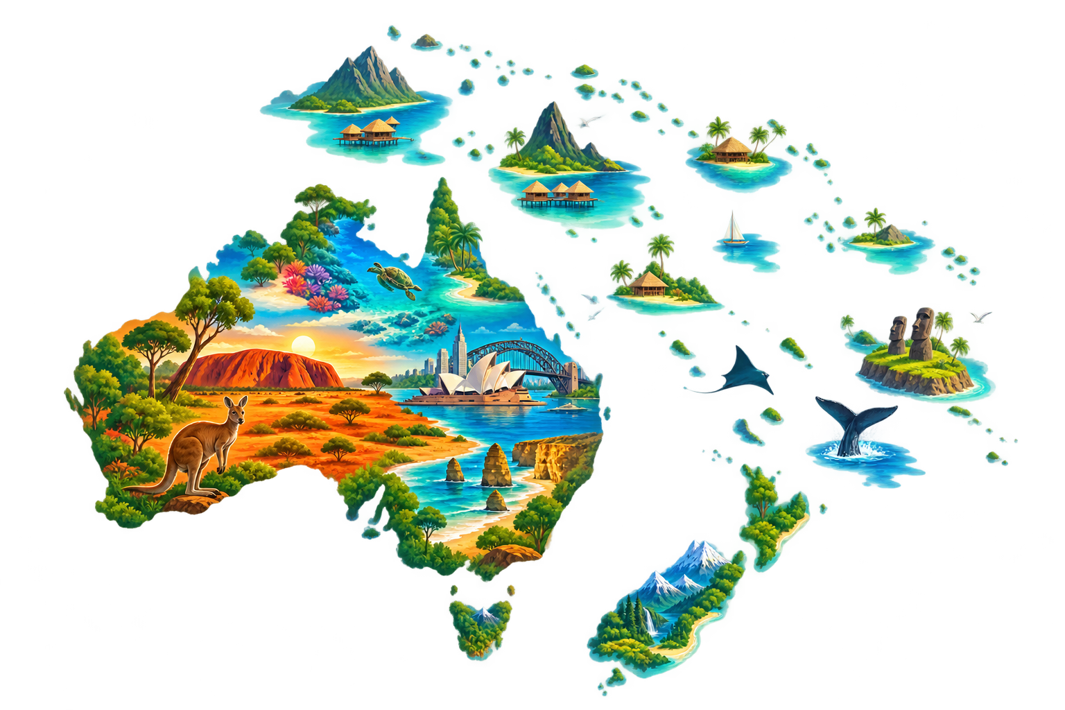 Illustration du continent Océanie