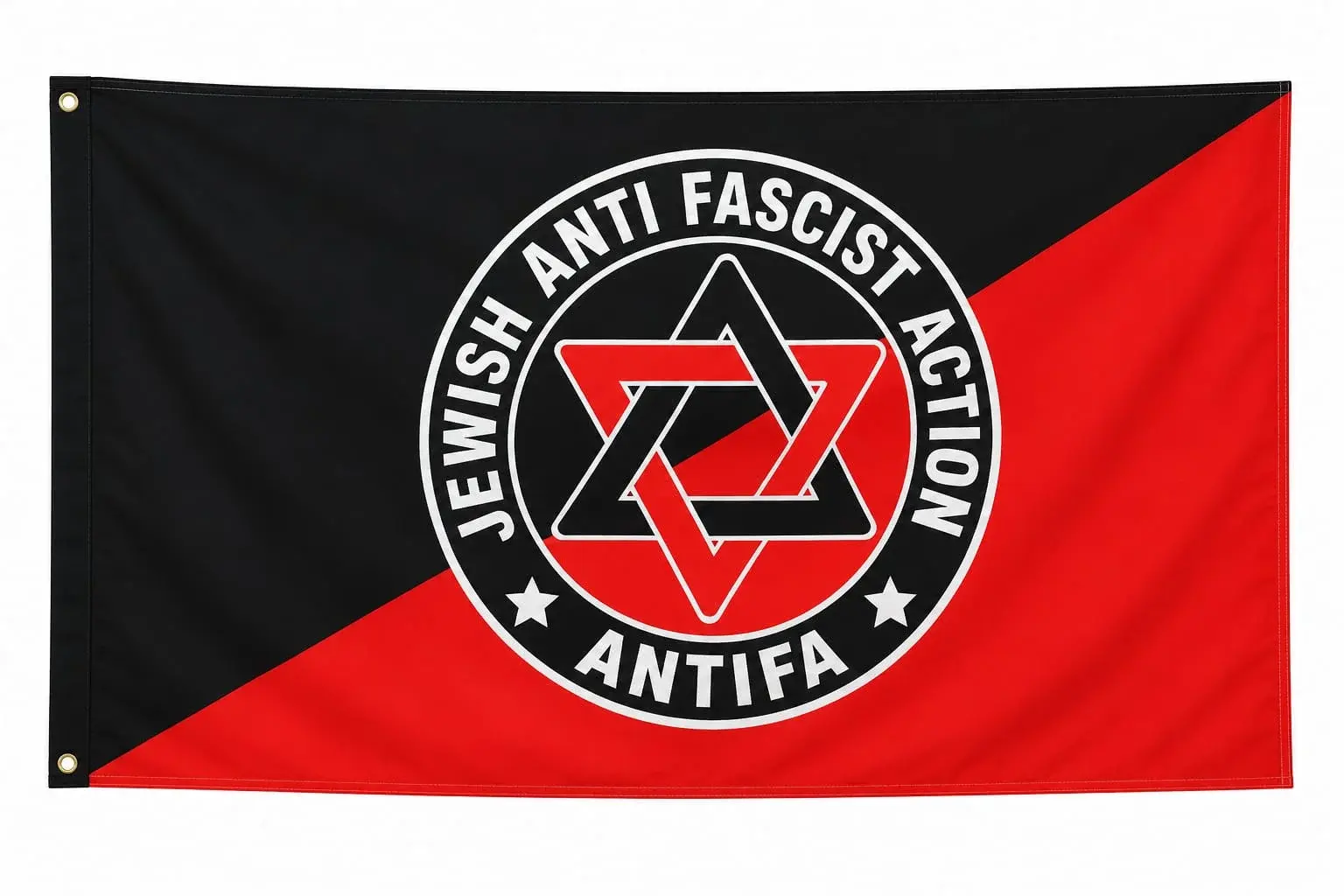 Drapeau antifasciste juif Jewish Anti Fascist Action avec étoile de David
