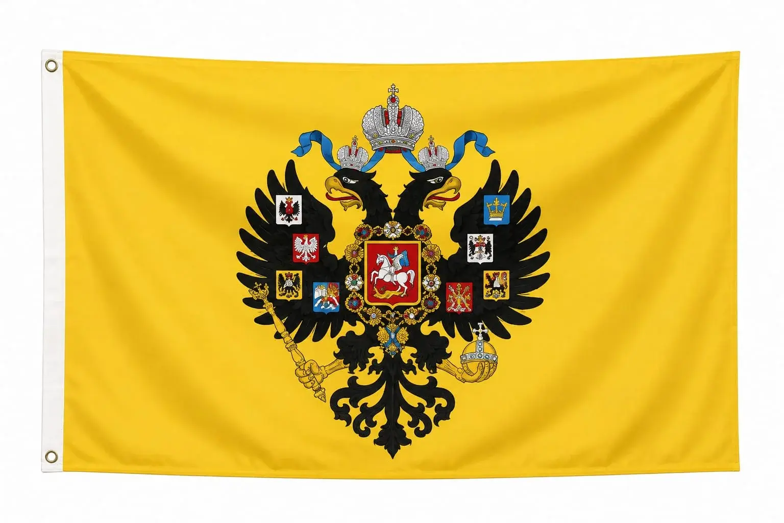 Drapeau jaune de l'Empire russe avec aigle bicéphale noir