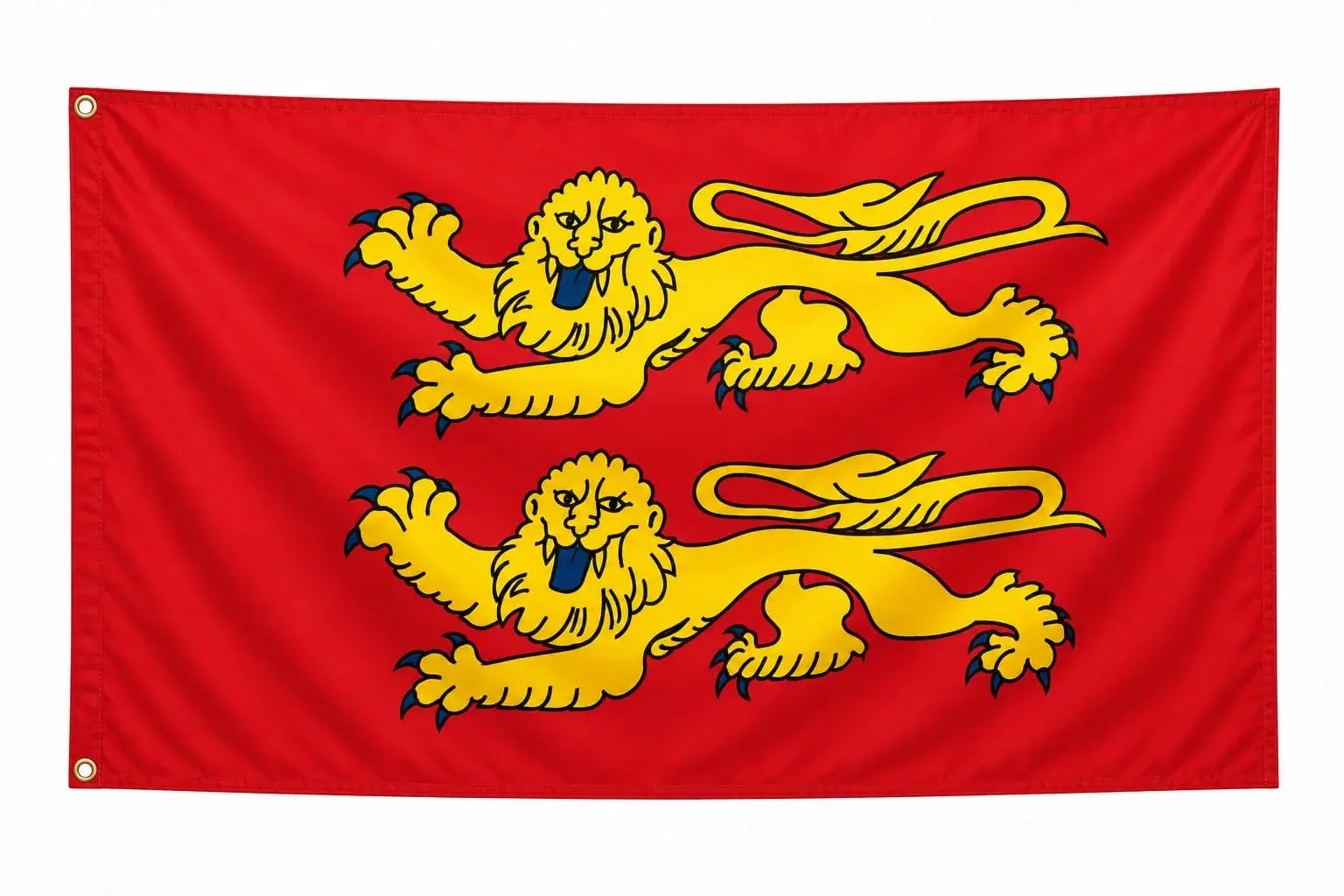Drapeau rouge de Normandie avec les deux léopards d'or
