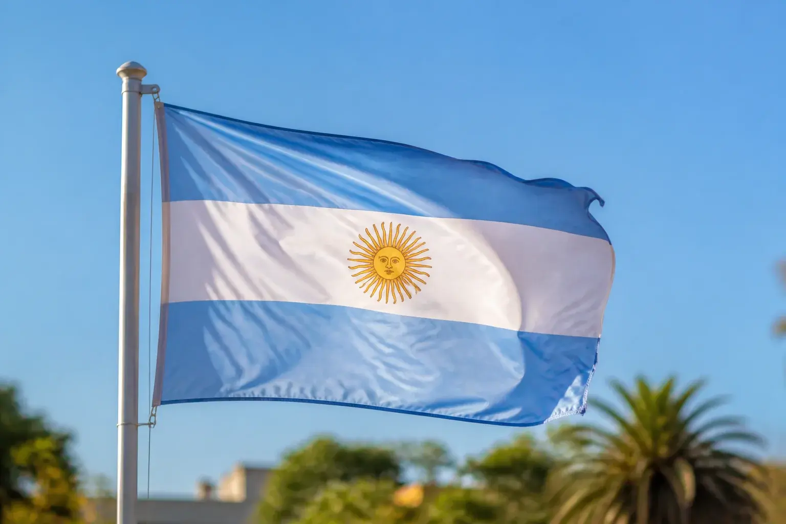 Drapeau argentin : le Soleil de Mai et les bandes célestes