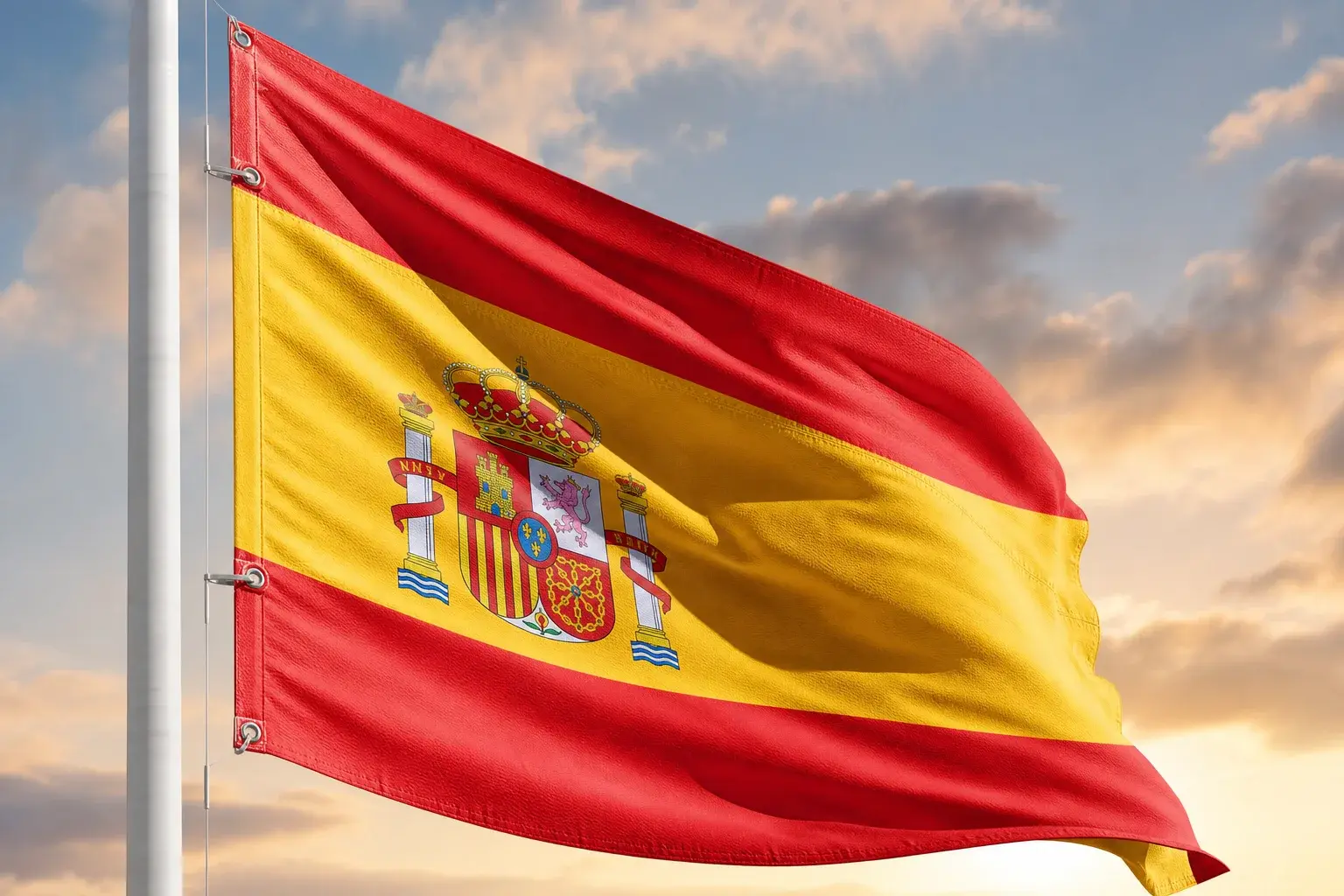 Drapeau espagnol : la bande rouge et l'or de ses armoiries